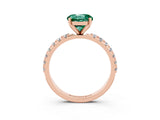Rose gold Round Cut Green Sapphire Solitaire Pavé Band with Four-Prong Setting_3