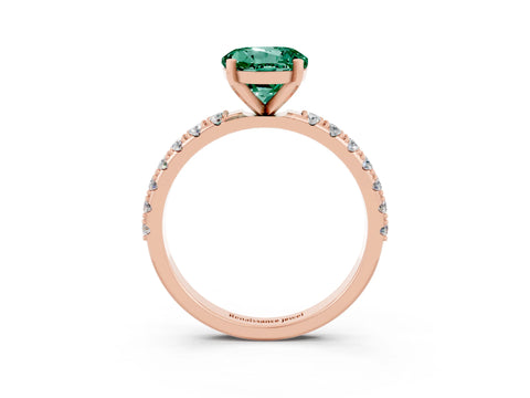 Rose gold Round Cut Green Sapphire Solitaire Pavé Band with Four-Prong Setting_3