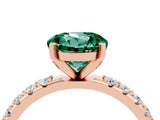 Rose gold Round Cut Green Sapphire Solitaire Pavé Band with Four-Prong Setting_4