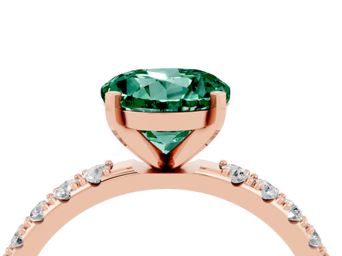 Rose gold Round Cut Green Sapphire Solitaire Pavé Band with Four-Prong Setting_4