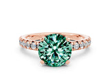 Rose gold Round Cut Green Sapphire Solitaire Pavé Engagement Ring with Round Band and Prong Setting_12