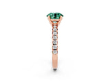 Rose gold Round Cut Green Sapphire Solitaire Pavé Engagement Ring with Round Band and Prong Setting_14