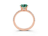 Rose gold Round Cut Green Sapphire Solitaire Pavé Engagement Ring with Round Band and Prong Setting_15