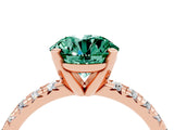 Rose gold Round Cut Green Sapphire Solitaire Pavé Engagement Ring with Round Band and Prong Setting_16