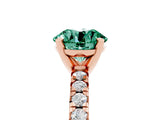 Rose gold Round Cut Green Sapphire Solitaire Pavé Engagement Ring with Round Band and Prong Setting_17