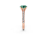 Rose gold Round Cut Green Sapphire Solitaire Pavé Engagement Ring with Round Band and Prong Setting_62