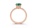 Rose gold Round Cut Green Sapphire Solitaire Pavé Engagement Ring with Round Band and Prong Setting_63