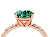 Rose gold Round Cut Green Sapphire Solitaire Pavé Engagement Ring with Round Band and Prong Setting_64