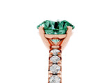 Rose gold Round Cut Green Sapphire Solitaire Pavé Engagement Ring with Round Band and Prong Setting_65