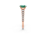 Rose gold Round Cut Green Sapphire Solitaire Ring with Cathedral Setting and Pavé Band_2