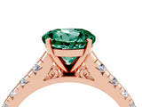 Rose gold Round Cut Green Sapphire Solitaire Ring with Cathedral Setting and Pavé Band_4