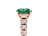 Rose gold Round Cut Green Sapphire Solitaire Ring with Cathedral Setting and Pavé Band_5