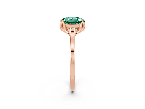 Rose gold Round Cut Green Sapphire Solitaire Ring with Flower Prong Setting and Classic Band_14