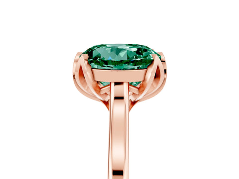 Rose gold Round Cut Green Sapphire Solitaire Ring with Flower Prong Setting and Classic Band_17