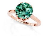 Rose gold Round Cut Green Sapphire Solitaire Ring with Flower Prong Setting and Classic Band_37