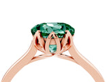 Rose gold Round Cut Green Sapphire Solitaire Ring with Flower Prong Setting and Classic Band_40