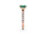 Rose gold Round Cut Green Sapphire Solitaire Ring with Pavé Accents and Four-Prong Setting_2