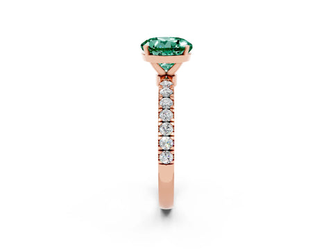 Rose gold Round Cut Green Sapphire Solitaire Ring with Pavé Accents and Four-Prong Setting_2