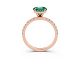 Rose gold Round Cut Green Sapphire Solitaire Ring with Pavé Accents and Four-Prong Setting_3