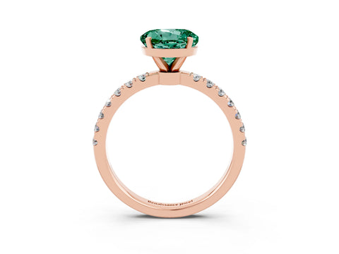 Rose gold Round Cut Green Sapphire Solitaire Ring with Pavé Accents and Four-Prong Setting_3