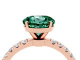 Rose gold Round Cut Green Sapphire Solitaire Ring with Pavé Accents and Four-Prong Setting_4