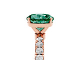 Rose gold Round Cut Green Sapphire Solitaire Ring with Pavé Accents and Four-Prong Setting_5
