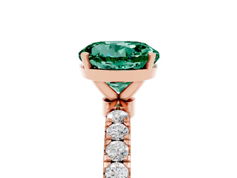 Rose gold Round Cut Green Sapphire Solitaire Ring with Pavé Accents and Four-Prong Setting_5