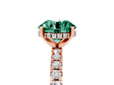 Rose gold Round Cut Green Sapphire Solitaire Ring with Pavé Band and Four-Prong Setting_29