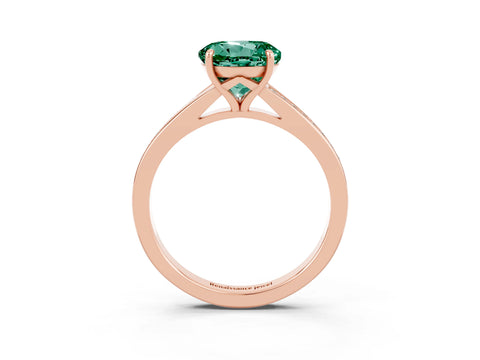 Rose gold Round Cut Green Sapphire Solitaire Ring with Pavé Band and Prong Setting_15