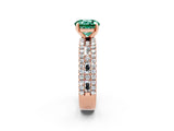 Rose gold Round Cut Green Sapphire Solitaire Ring with Pavé and Channel Set Band_2