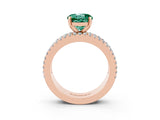Rose gold Round Cut Green Sapphire Solitaire Ring with Pavé and Channel Set Band_3