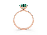 Rose gold Round Cut Green Sapphire Solitaire Ring with Pave Band and Four Prong Setting_27