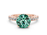 Rose gold Round Cut Green Sapphire Solitaire Ring with Round  Pavé Band and Four-Prong Setting_36