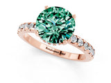 Rose gold Round Cut Green Sapphire Solitaire Ring with Round  Pavé Band and Four-Prong Setting_37