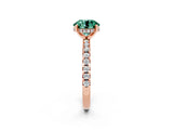 Rose gold Round Cut Green Sapphire Solitaire Ring with Round  Pavé Band and Four-Prong Setting_38