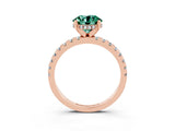 Rose gold Round Cut Green Sapphire Solitaire Ring with Round  Pavé Band and Four-Prong Setting_39