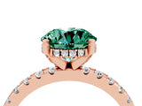 Rose gold Round Cut Green Sapphire Solitaire Ring with Round  Pavé Band and Four-Prong Setting_40