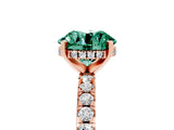 Rose gold Round Cut Green Sapphire Solitaire Ring with Round  Pavé Band and Four-Prong Setting_41