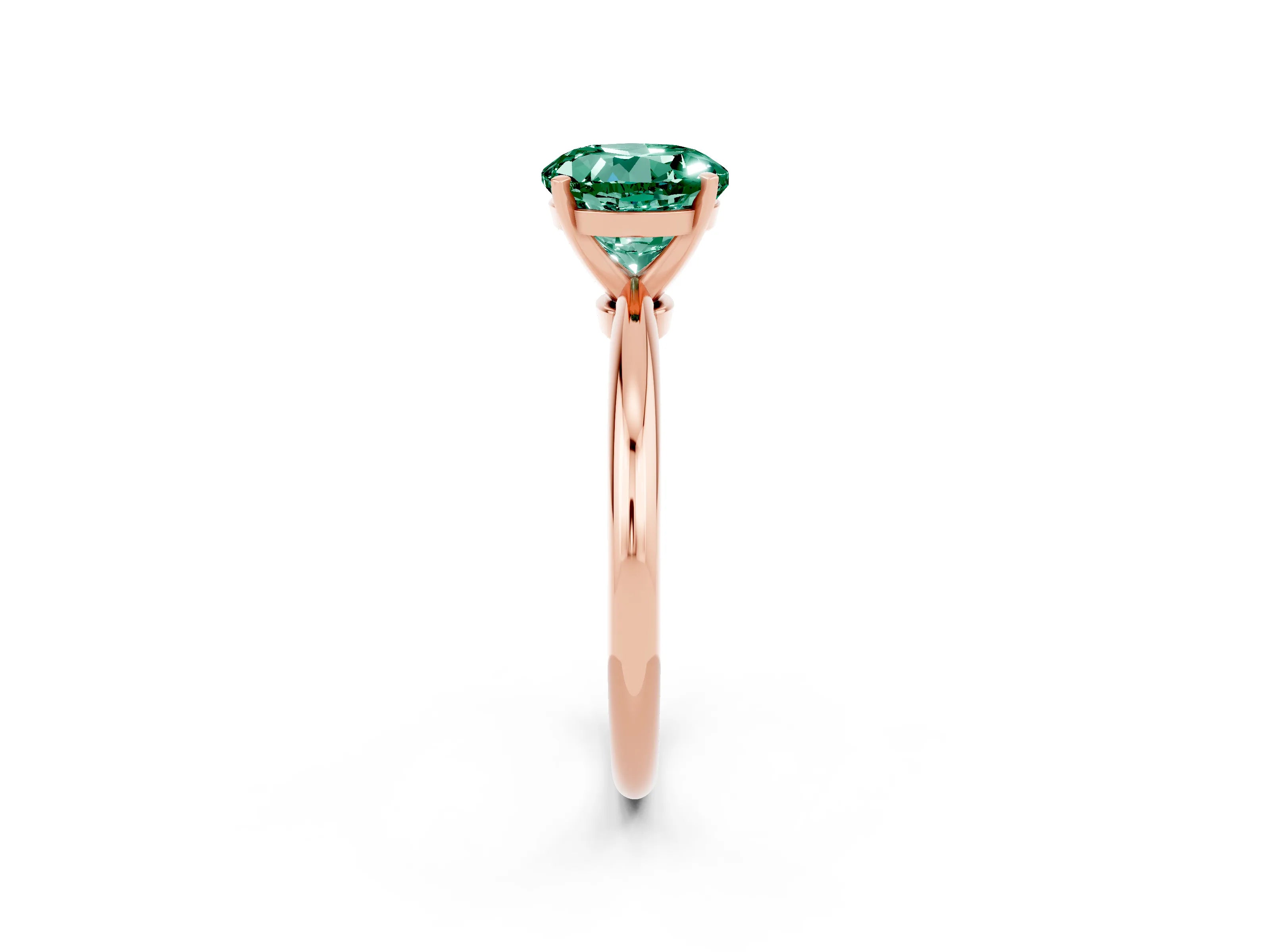 Rose gold Round Cut Green Sapphire Solitaire Ring with Six-Prong Setting and Classic Band_2