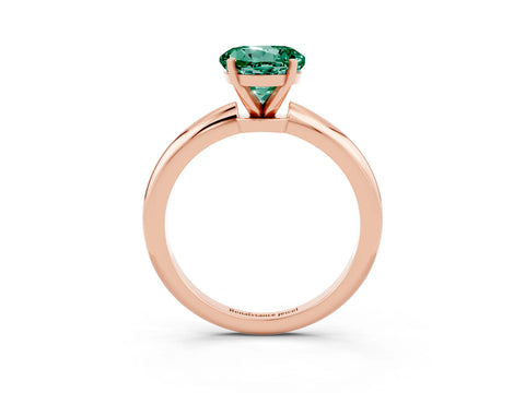 Rose gold Round Cut Green Sapphire Solitaire Ring with Six-Prong Setting and Classic Band_3