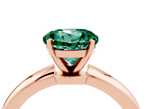 Rose gold Round Cut Green Sapphire Solitaire Ring with Six-Prong Setting and Classic Band_4