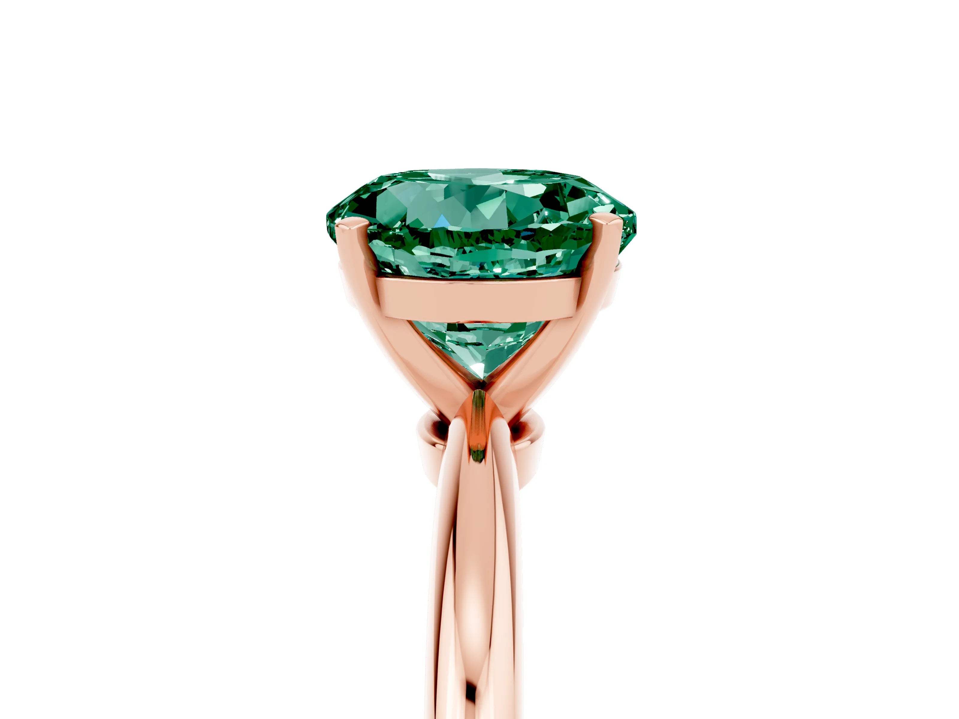 Rose gold Round Cut Green Sapphire Solitaire Ring with Six-Prong Setting and Classic Band_5