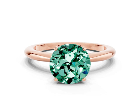 Rose gold Round Cut Green Sapphire Solitaire Ring with Six-Prong Setting and Classic Band