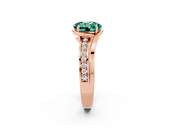 Rose gold Round Cut Green Sapphire Solitaire Ring with Split Shank and Prong Setting