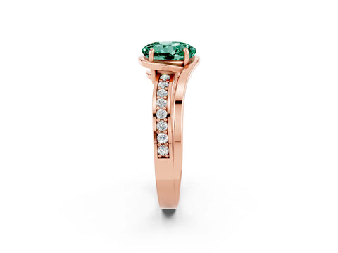 Rose gold Round Cut Green Sapphire Solitaire Ring with Split Shank and Prong Setting_2