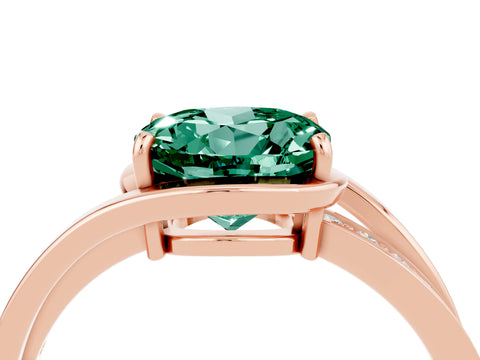 Rose gold Round Cut Green Sapphire Solitaire Ring with Split Shank and Prong Setting_4