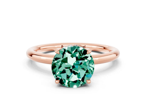 Rose gold Round Cut Green Sapphire Solitaire Ring with Thin Band and Four-Prong Setting_12