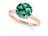 Rose gold Round Cut Green Sapphire Solitaire Ring with Thin Band and Four-Prong Setting_13