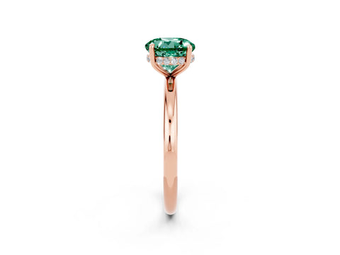 Rose gold Round Cut Green Sapphire Solitaire Ring with Thin Band and Four-Prong Setting_14