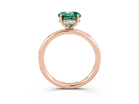 Rose gold Round Cut Green Sapphire Solitaire Ring with Thin Band and Four-Prong Setting_15